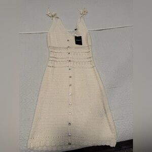 Forever 21 Cream Knit Button Midi Dress